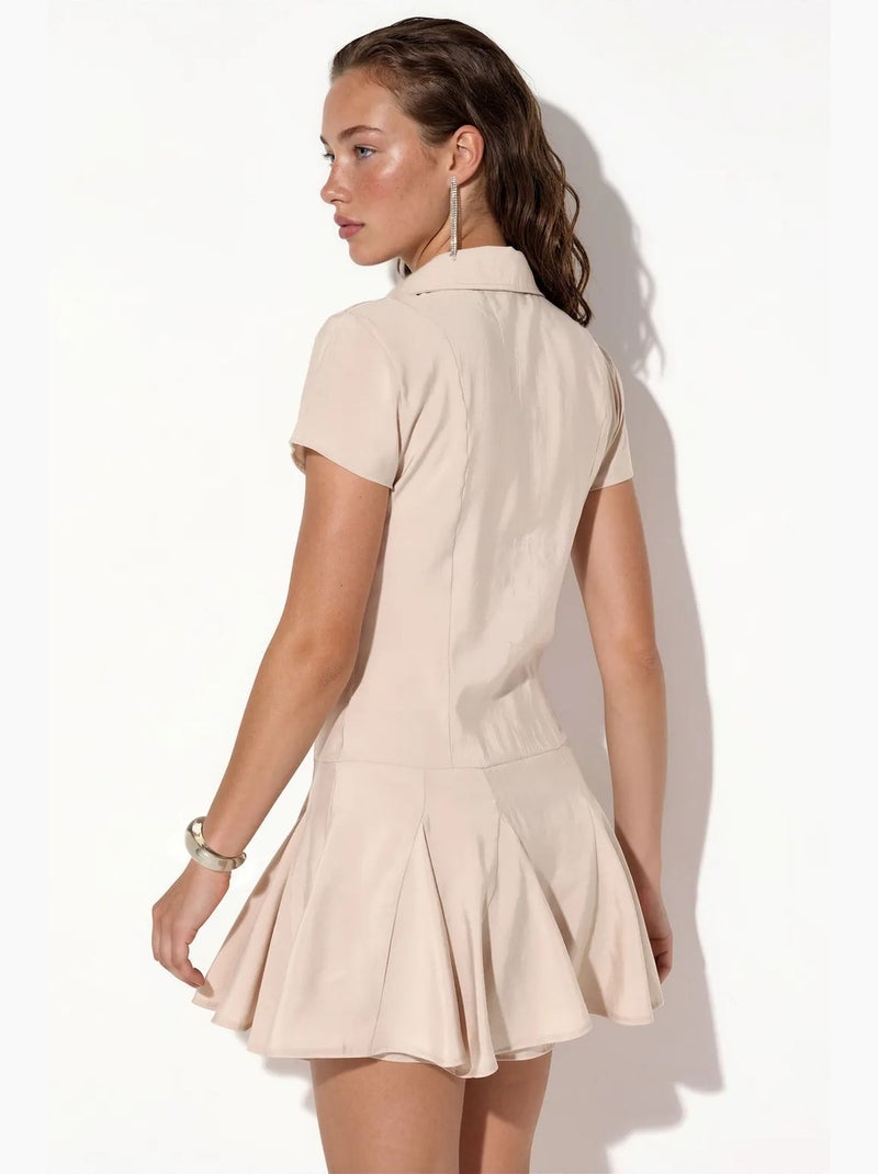 Women's vestido camisero midi de línea a busem Beige arcilla - Kiabi
