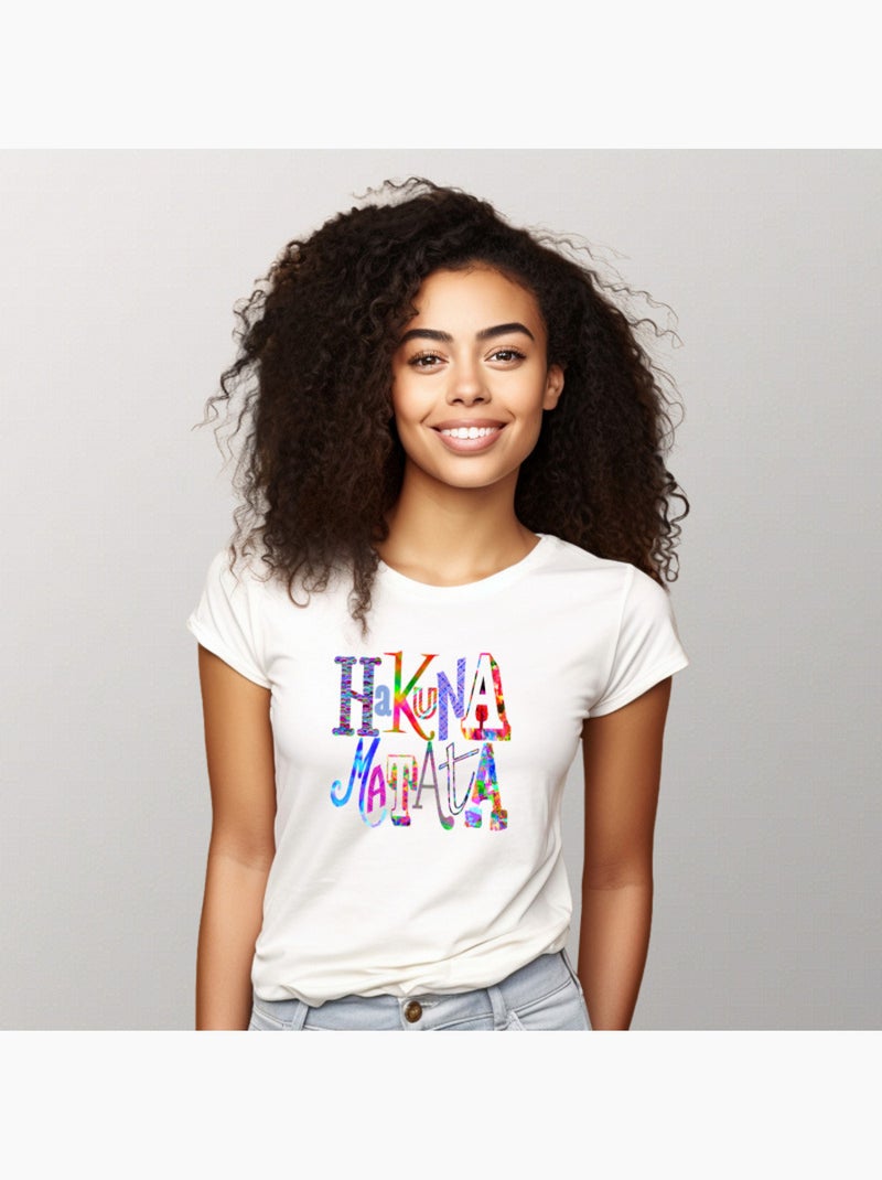 Wooop - Camiseta Mujer - HAKUNA MATATA COLOR - Blanco - Mujer - 12.90 ...