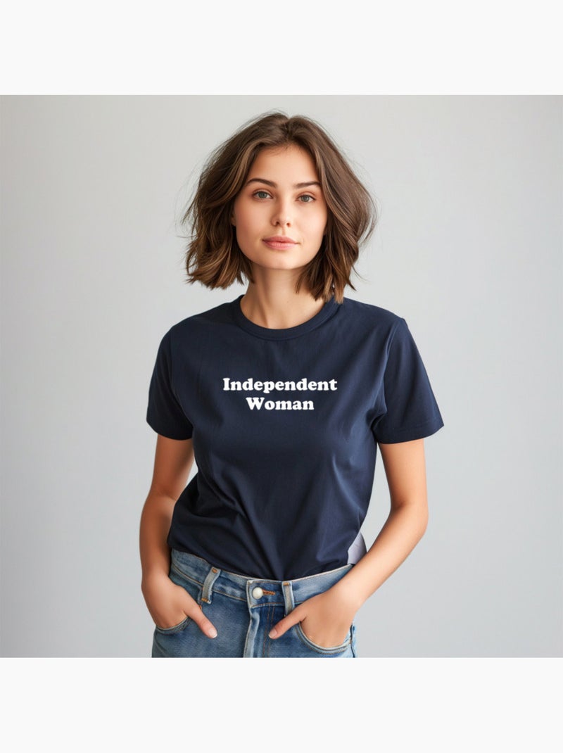 Wooop - Camiseta Mujer - INDEPENDENT WOMAN WHITE - Azul marino - Mujer ...