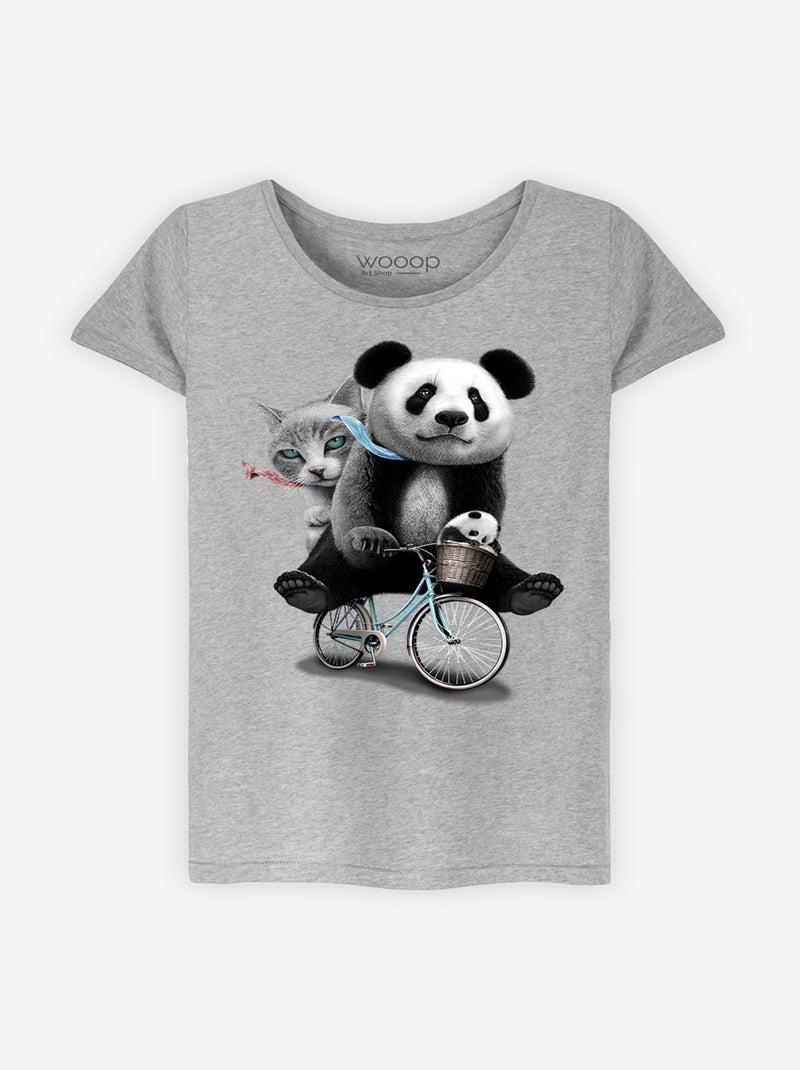 Wooop - Camiseta Mujer - PANDA BICYCLE - Gris jaspeado - Mujer - 12.90 ...