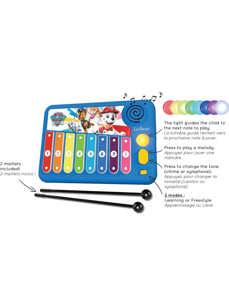 XYLOFUN Paw Patrol Xil?fono electr?nico con m?todo de aprendizaje musical con luces Azul - Kiabi