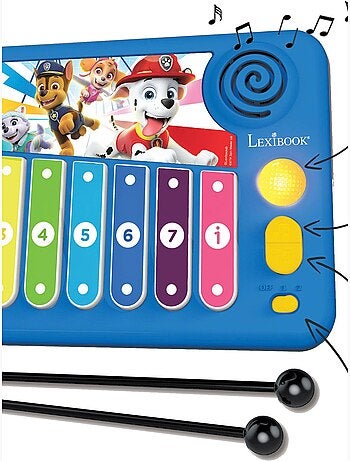 XYLOFUN Paw Patrol Xilófono electrónico con método de aprendizaje musical con luces