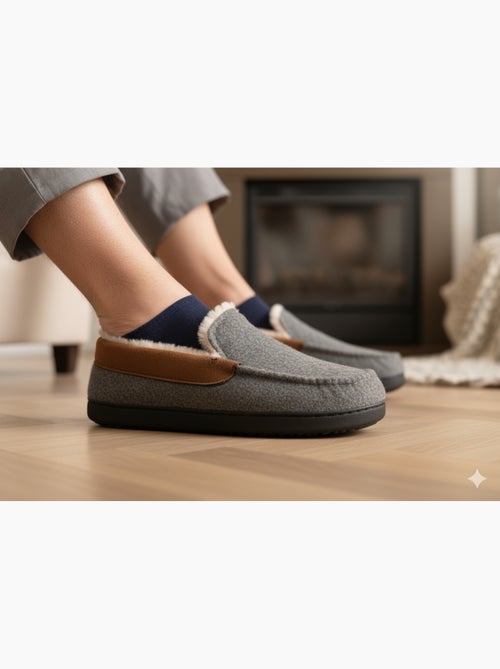 Zapatilla de casa hombre forrada PREMIUM MU9733 - Kiabi Zapatilla de casa hombre forrada PREMIUM MU9733 - Kiabi