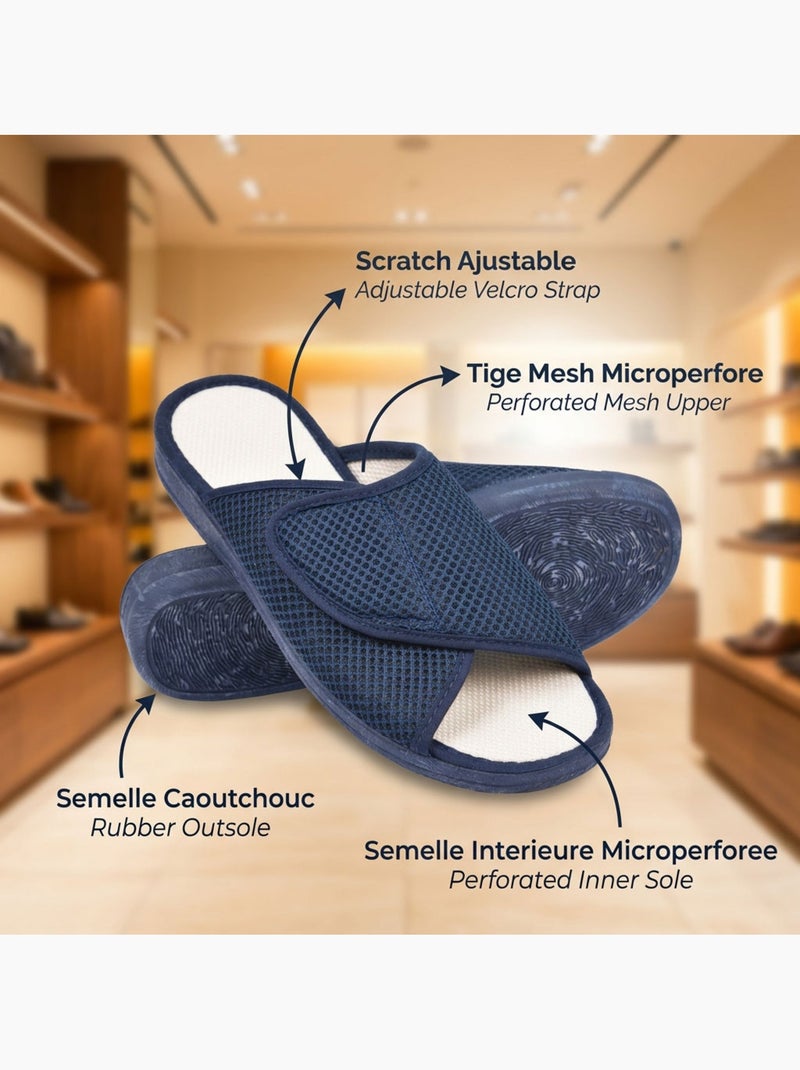 Zapatilla de casa mujer OZABI Mule Mesh Microperfore Ajustable Azul marino - Kiabi