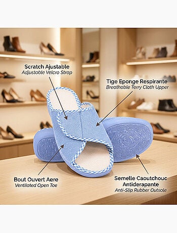 Zapatilla de casa mula mujer esponja scratch ajustable OZABI