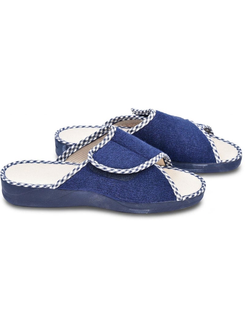 Zapatilla de casa mula mujer esponja scratch ajustable OZABI Azul marino - Kiabi