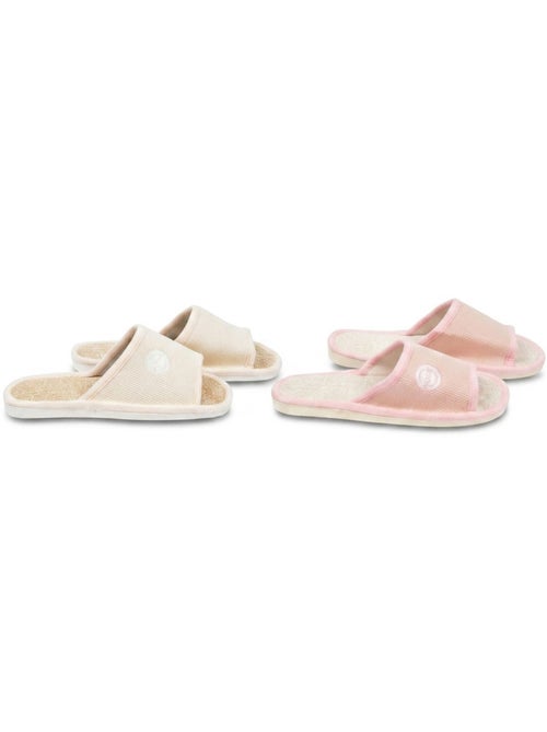 Zapatilla de casa Mule Mujer Pack 2 Pares Tela Gofrada Punta Abierta OZABI - Kiabi