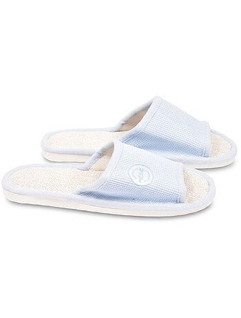 Zapatilla de casa Mule Mujer Pack 2 Pares Tela Gofrada Punta Abierta OZABI