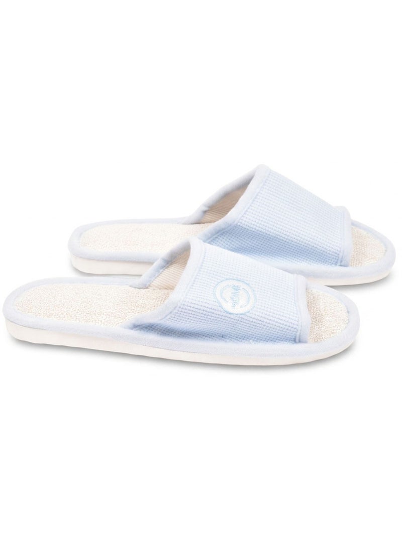 Zapatilla de casa Mule Mujer Pack 2 Pares Tela Gofrada Punta Abierta OZABI Blanco - Kiabi