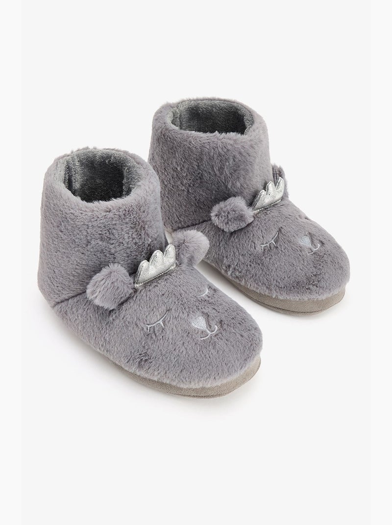 Zapatilla de casa softy con bordado de animal penti Gris - Kiabi