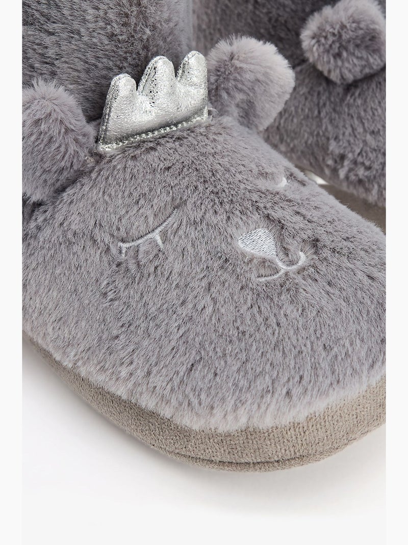 Zapatilla de casa softy con bordado de animal penti Gris - Kiabi