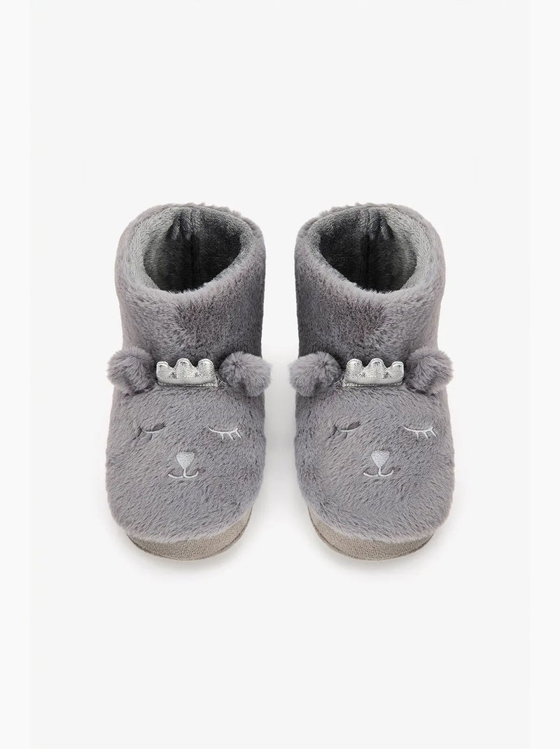 Zapatilla de casa softy con bordado de animal penti Gris - Kiabi