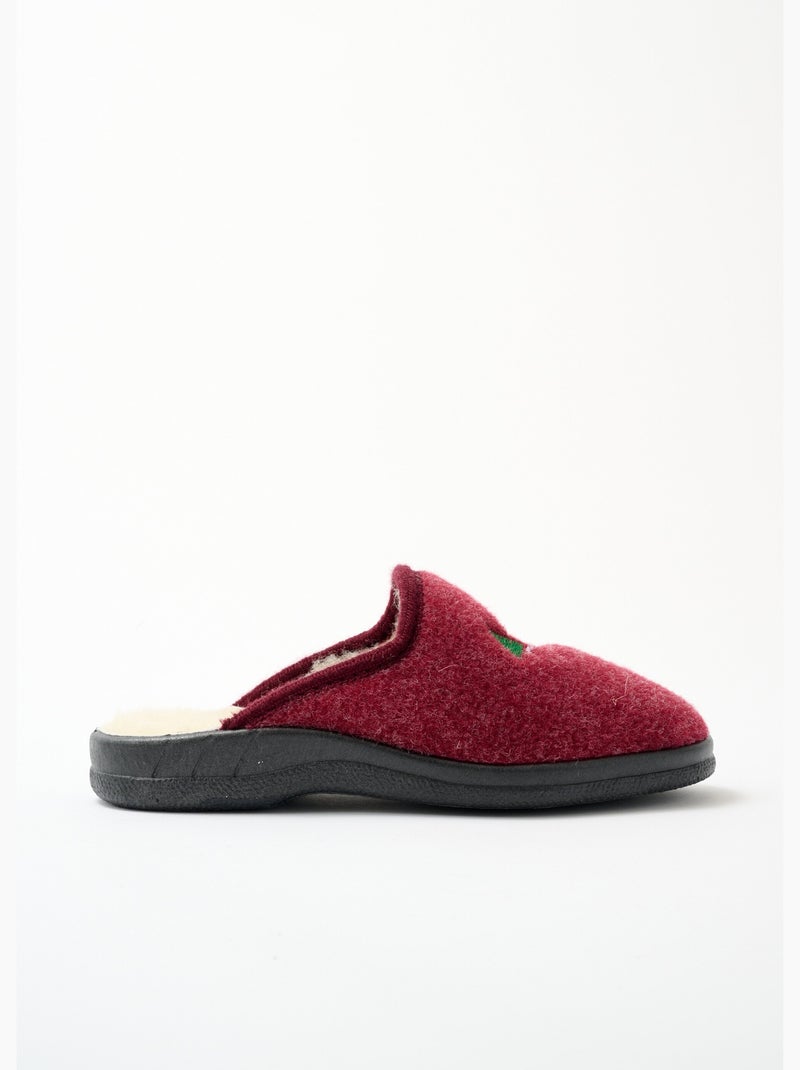 Zapatilla mule de ancho mixto confort con forro de piel - Afibel Burdeos - Kiabi