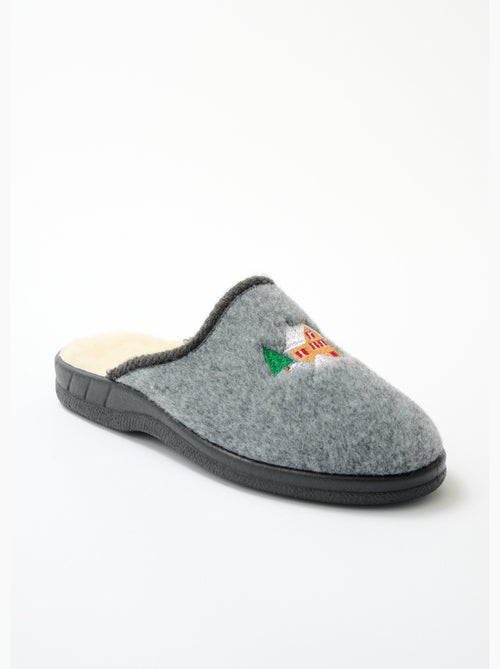 Zapatilla mule de ancho mixto confort con forro de piel - Afibel - Kiabi