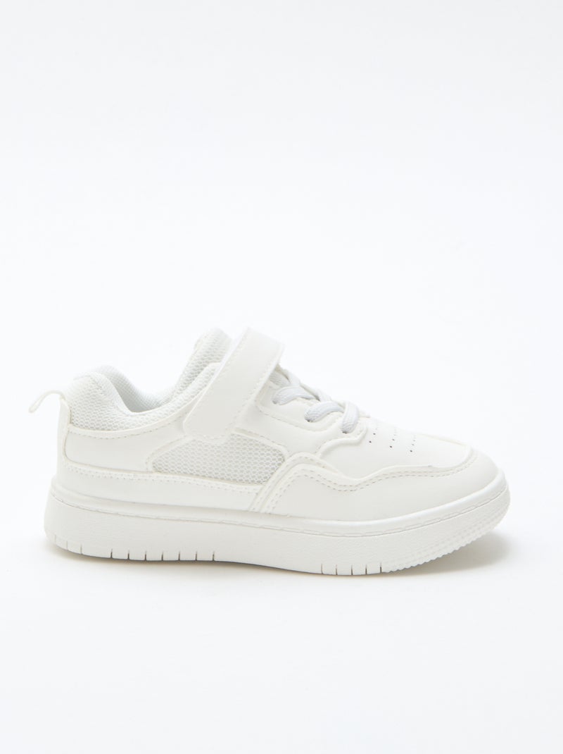 Zapatilla plana con velcro liso Blanco - Kiabi
