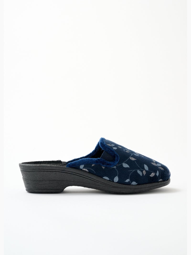Zapatilla tipo zueco con cuña y comodidad compensada. - Afibel Azul marino - Kiabi