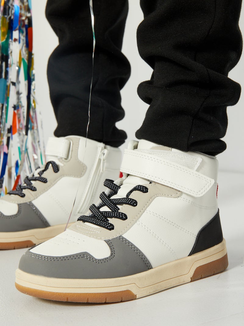 Zapatillas altas con cordones y velcros Blanco - Kiabi