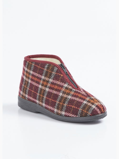 Zapatillas altas con cremallera y ancho confort escocés - Afibel - Kiabi