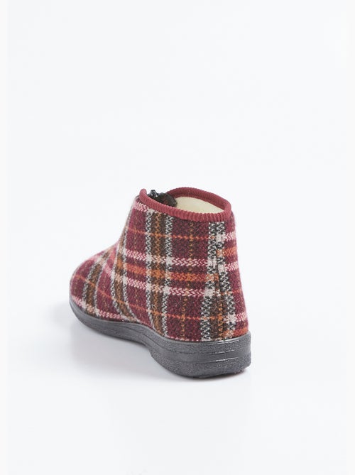 Zapatillas altas con cremallera y ancho confort escocés - Afibel - Kiabi