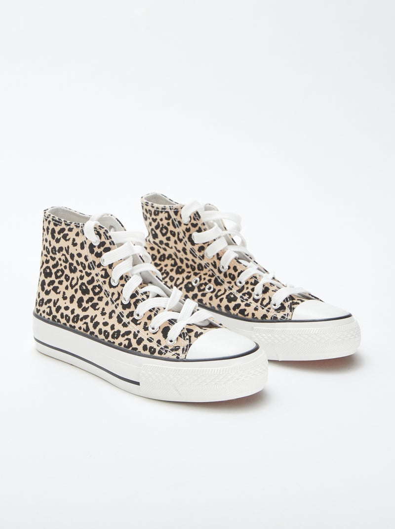 Zapatillas altas con estampado de leopardo Beige - Kiabi
