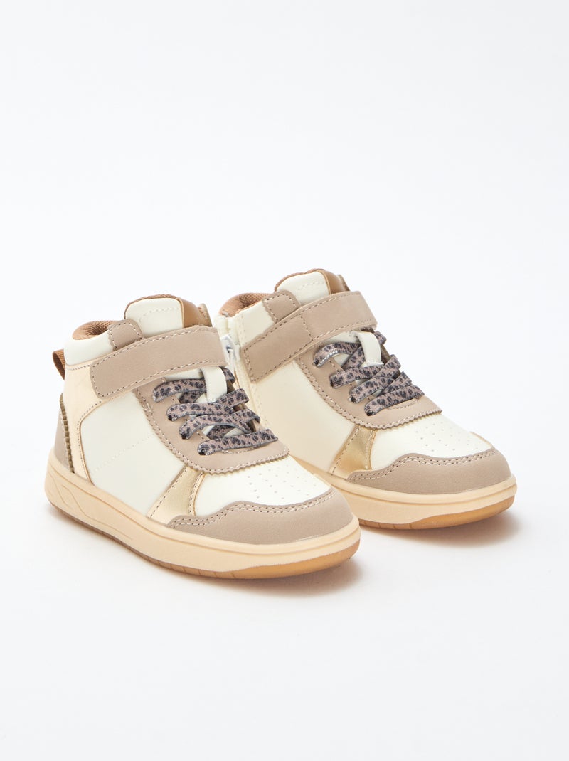 Zapatillas altas con velcro Beige - Kiabi