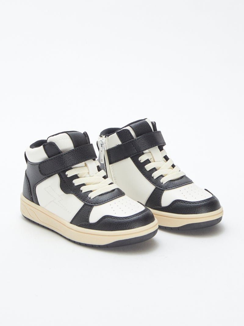 Zapatillas altas con velcro y cordones Negro - Kiabi
