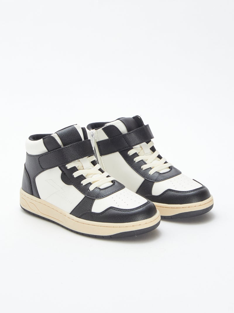 Zapatillas altas con velcro y cordones Negro - Kiabi