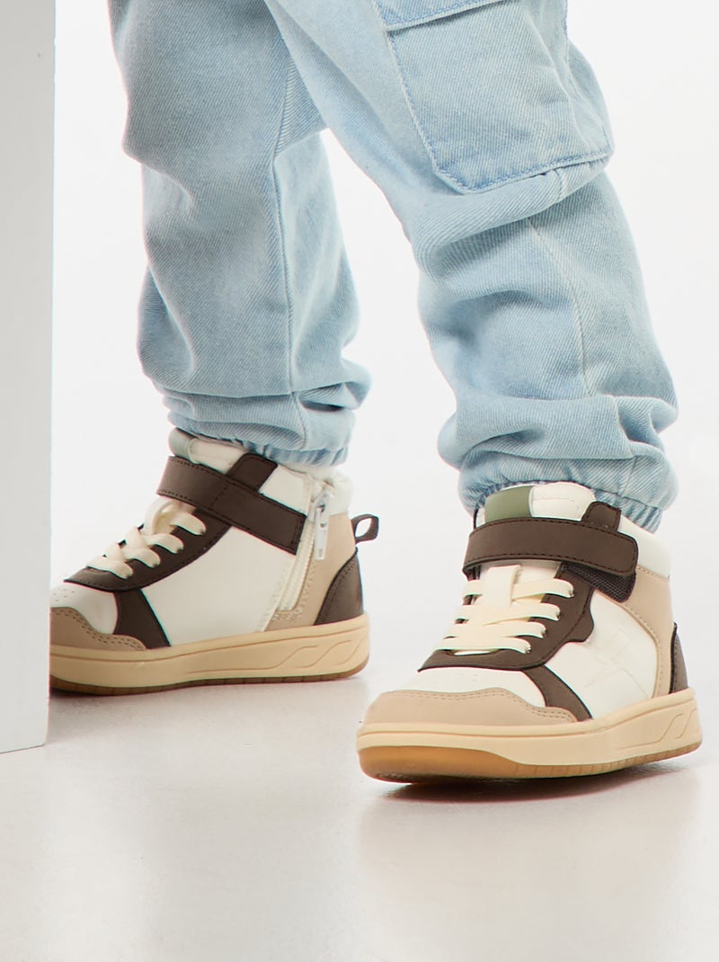 Zapatillas altas con velcro y cordones Verde - Kiabi