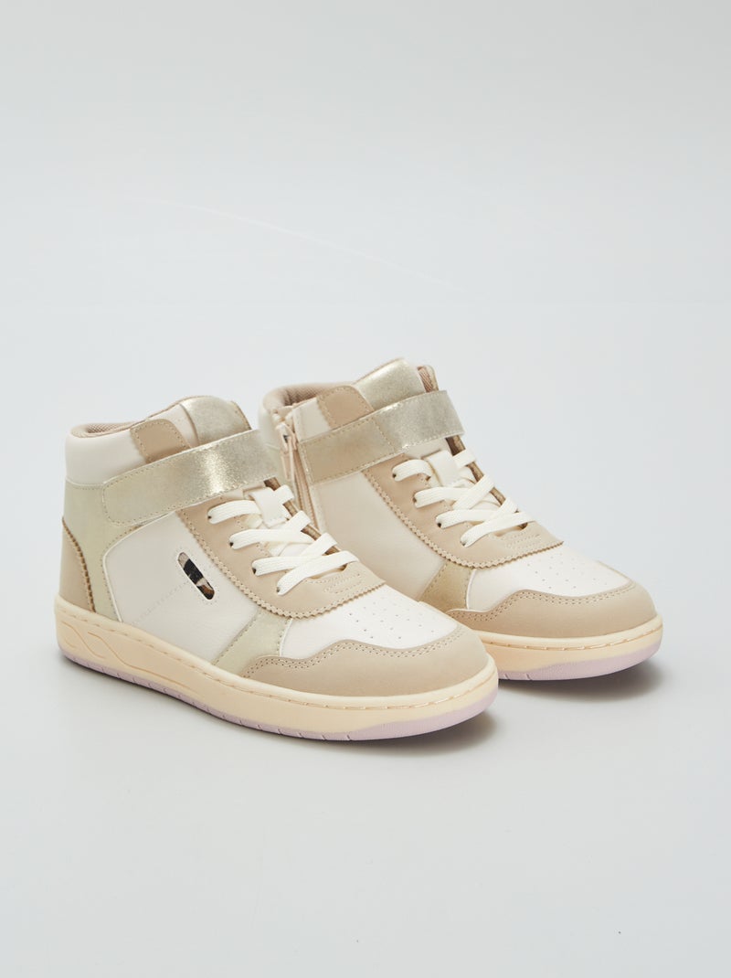 Zapatillas altas con velcros beige - Kiabi