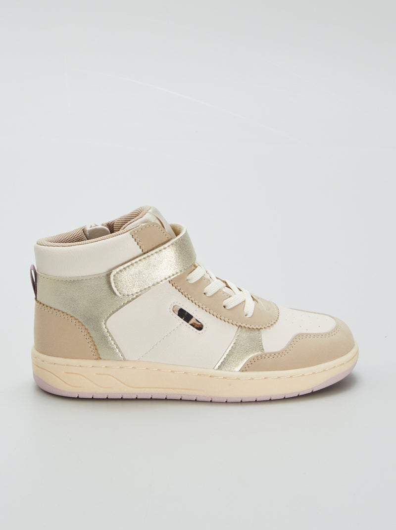 Zapatillas altas con velcros beige - Kiabi