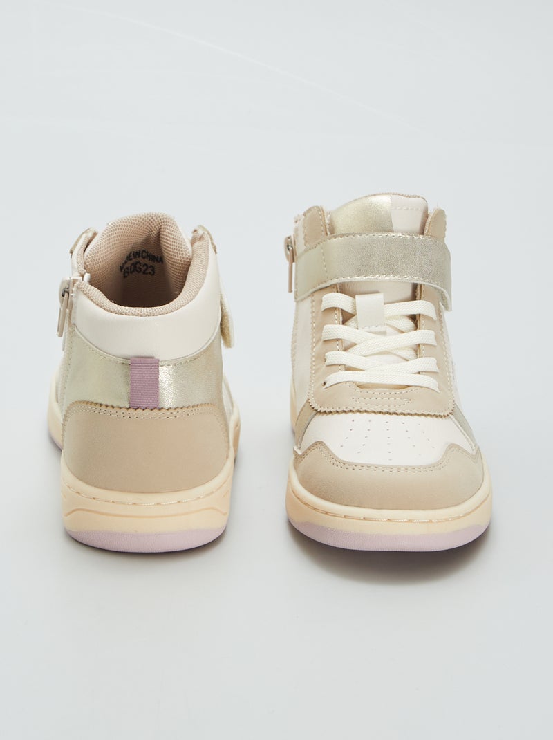 Zapatillas altas con velcros beige - Kiabi