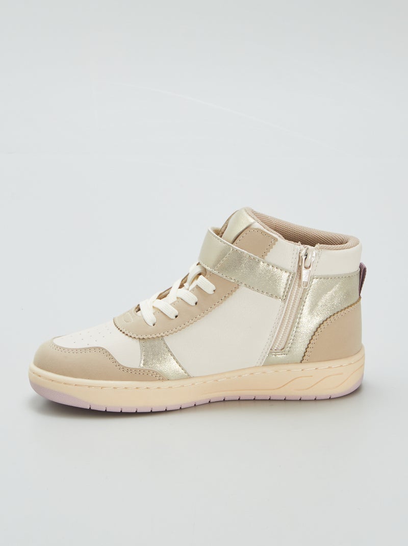 Zapatillas altas con velcros beige - Kiabi