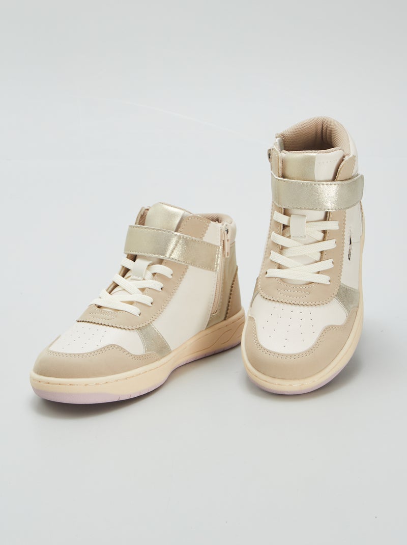 Zapatillas altas con velcros beige - Kiabi