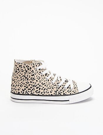 Zapatillas altas de lona con estampado de leopardo