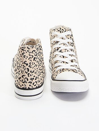 Zapatillas altas de lona con estampado de leopardo