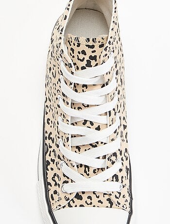 Zapatillas altas de lona con estampado de leopardo
