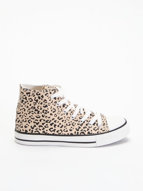 Zapatillas altas de lona con estampado de leopardo - Kiabi
