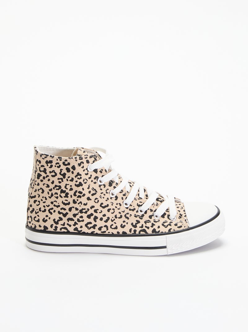 Zapatillas altas de lona con estampado de leopardo Marron - Kiabi