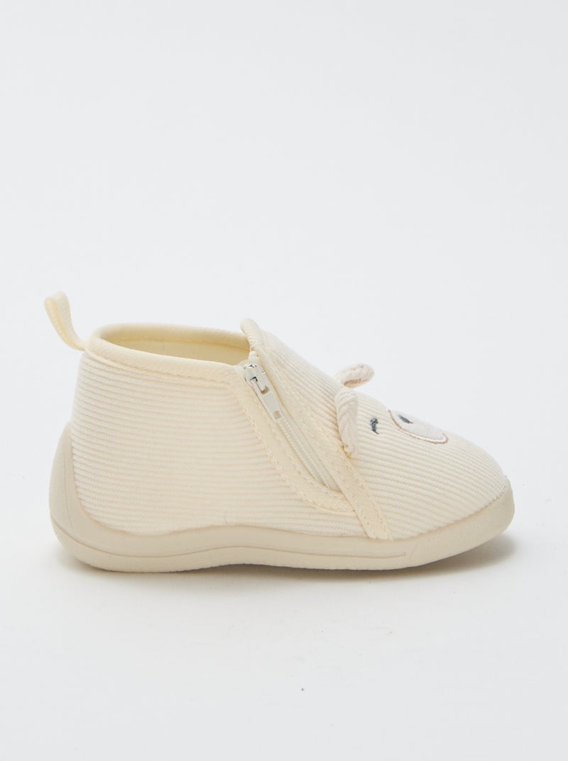Zapatillas altas de pana con adorno de 'osito' Beige - Kiabi