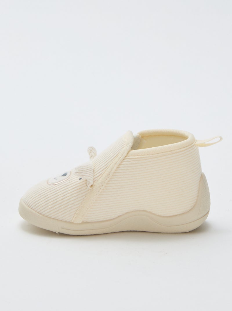 Zapatillas altas de pana con adorno de 'osito' Beige - Kiabi
