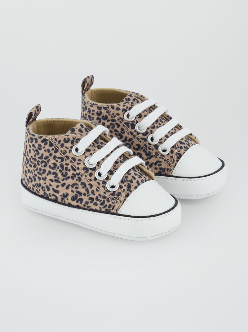 Zapatillas altas de tela BEIGE - Kiabi