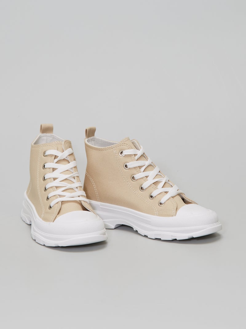 Zapatillas altas de tela BEIGE - Kiabi