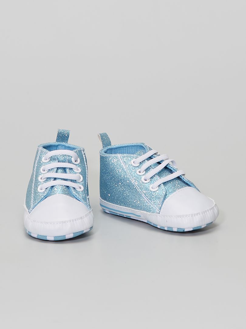 Zapatillas altas de tela con brillos azul - Kiabi