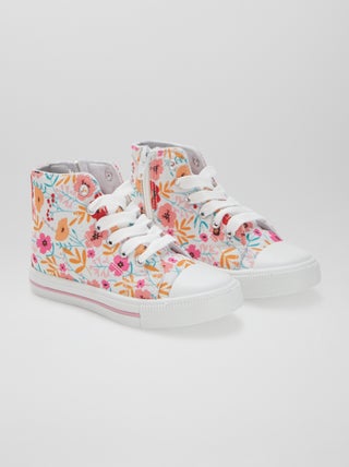 Zapatillas altas de tela con cordones y cremallera