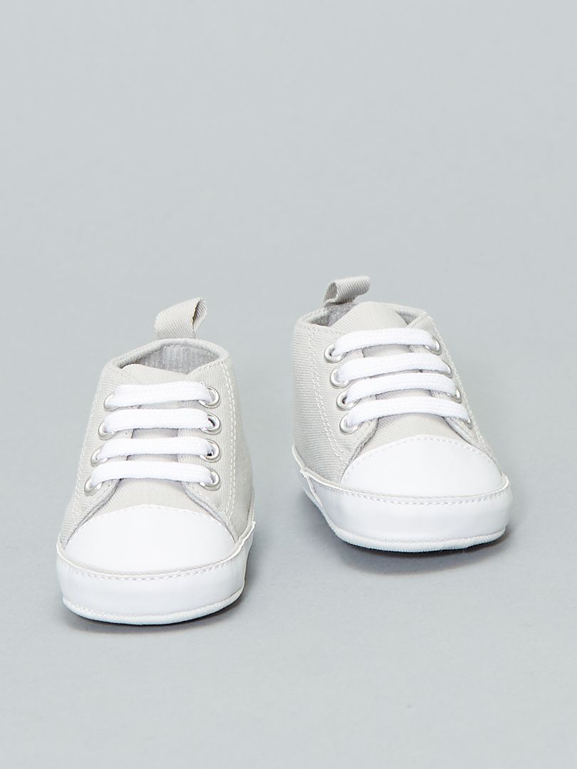 Zapatillas altas de tela gris claro - Kiabi