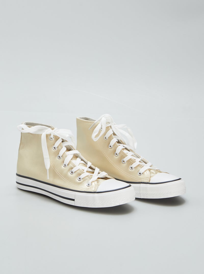 Zapatillas altas de tela metalizadas BEIGE - Kiabi