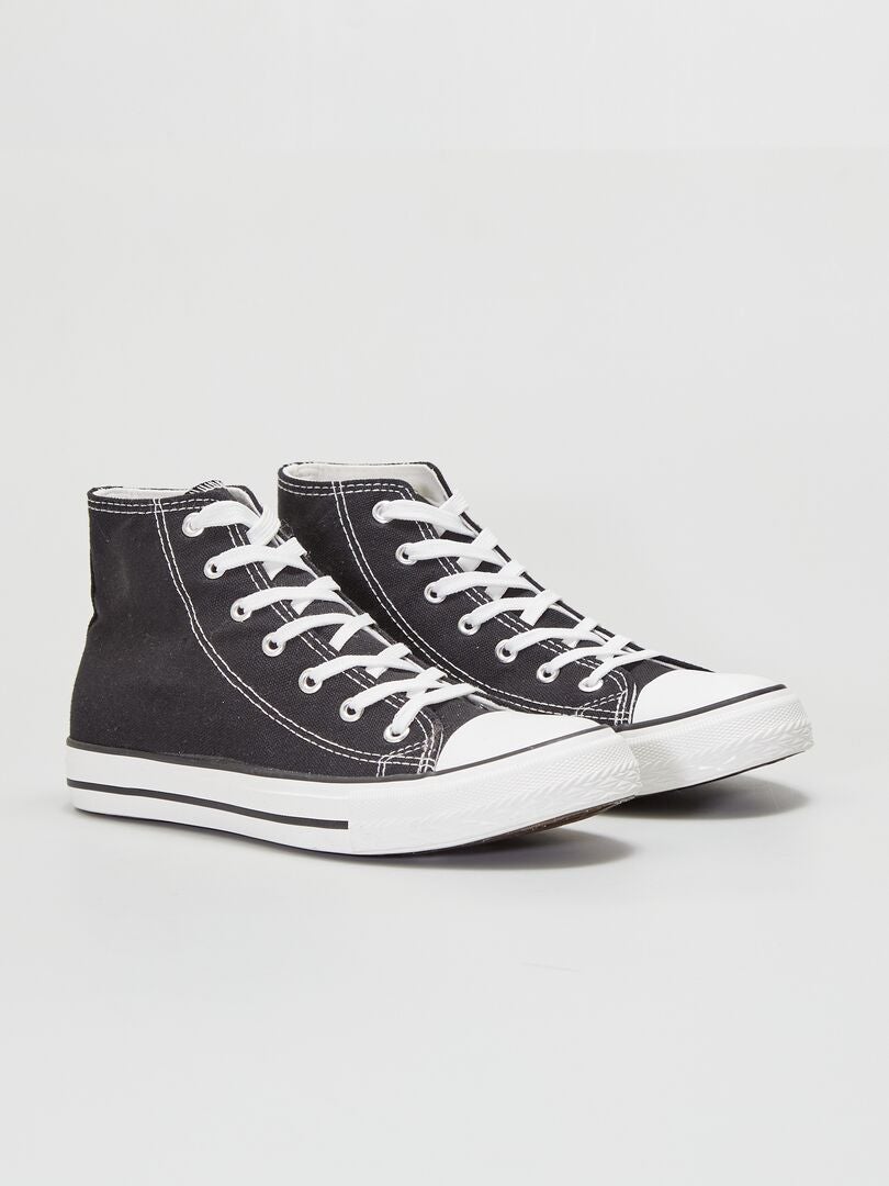Zapatillas altas de tela NEGRO - Kiabi