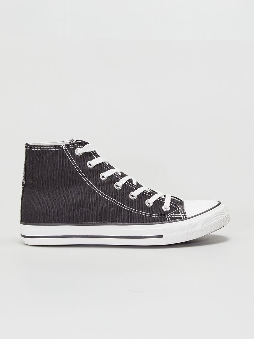 Zapatillas altas de tela NEGRO - Kiabi