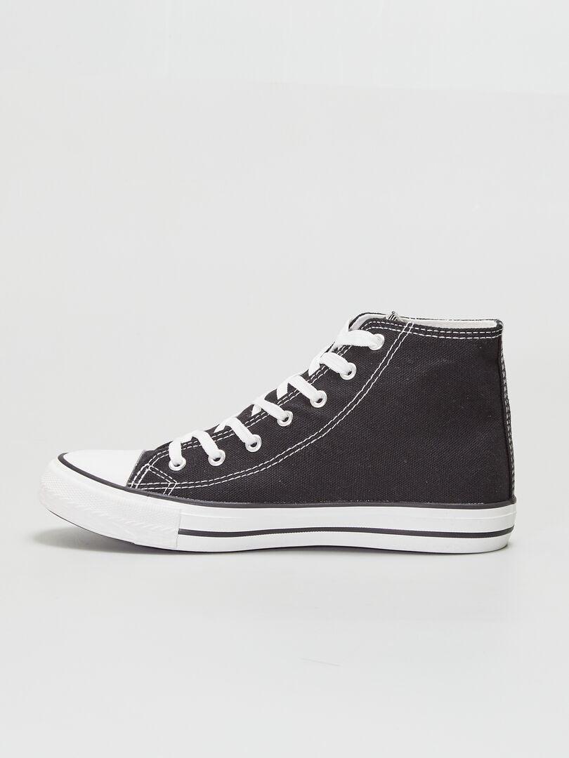 Zapatillas altas de tela NEGRO - Kiabi