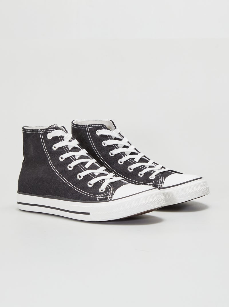 Zapatillas altas de tela NEGRO - Kiabi